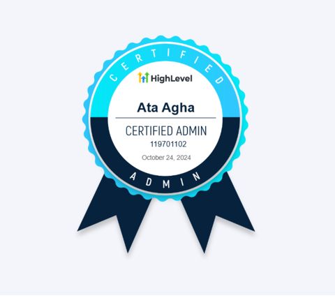 HighLevel Certified Admin badge — Ata Agha